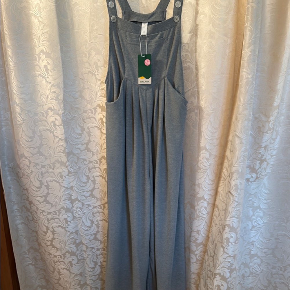HALARA Gray Relaxed Jumpsuit with Wide Straps